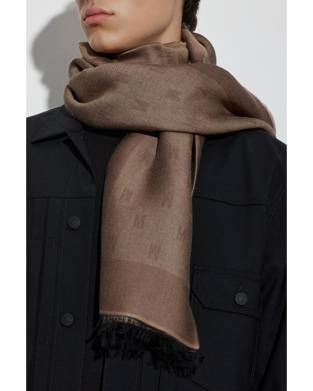 Moschino Brown Scarf With Monogram