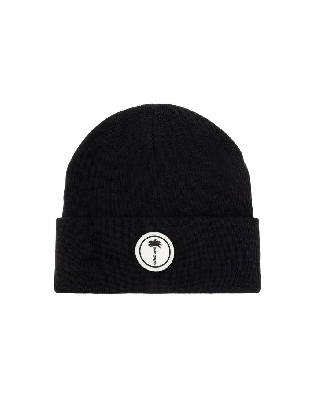 Palm Angels Black Logo Patch Beanie for men