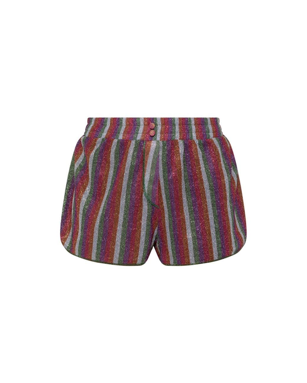 Oseree Red Shorts With Lurex Thread