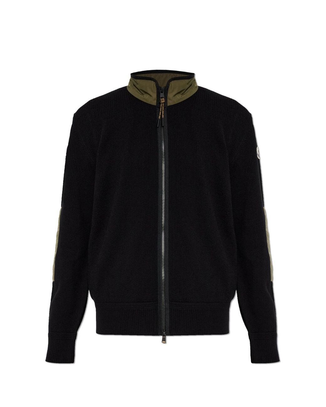 Moncler Black Cardigan With Logo Patch for men