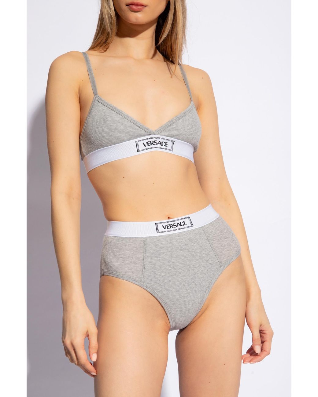 Versace Gray Cotton Bra