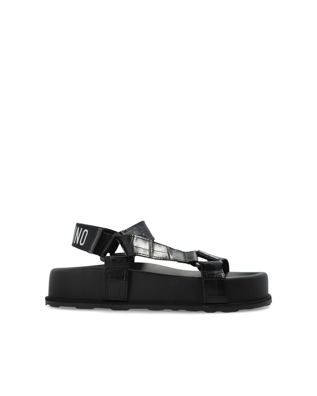 Moschino Black Leather Platform Sandals