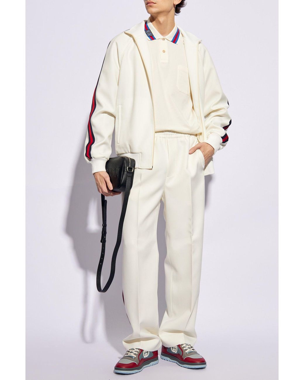 Gucci Side-Stripe Trousers in White for Men | Lyst