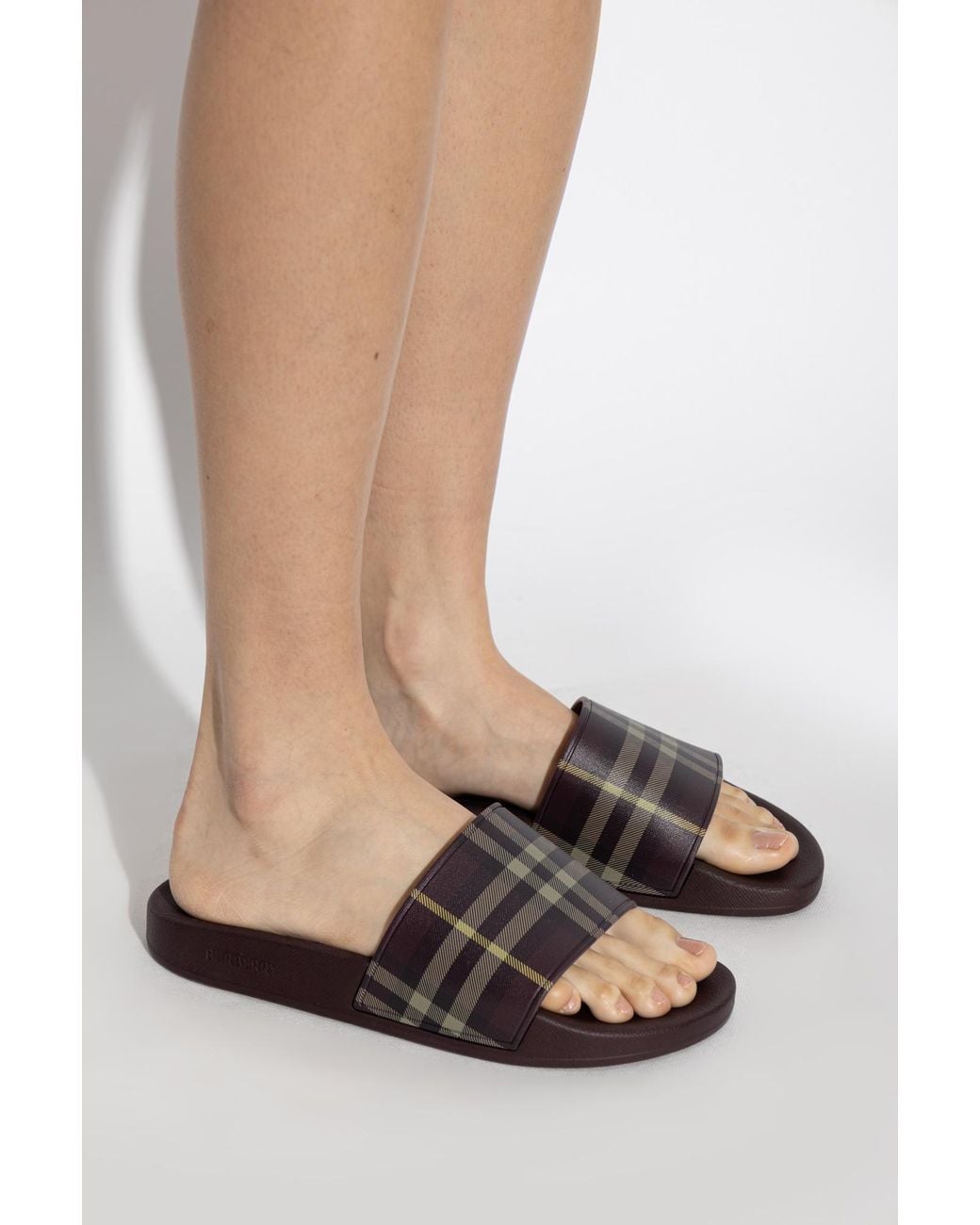 Burberry White 'Furley' Slides