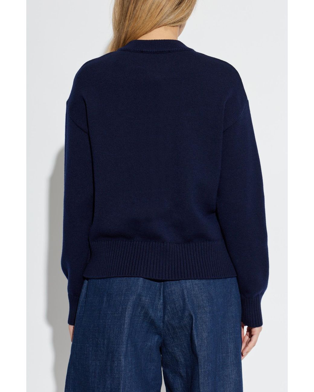 AMI Blue Cardigan With Logo