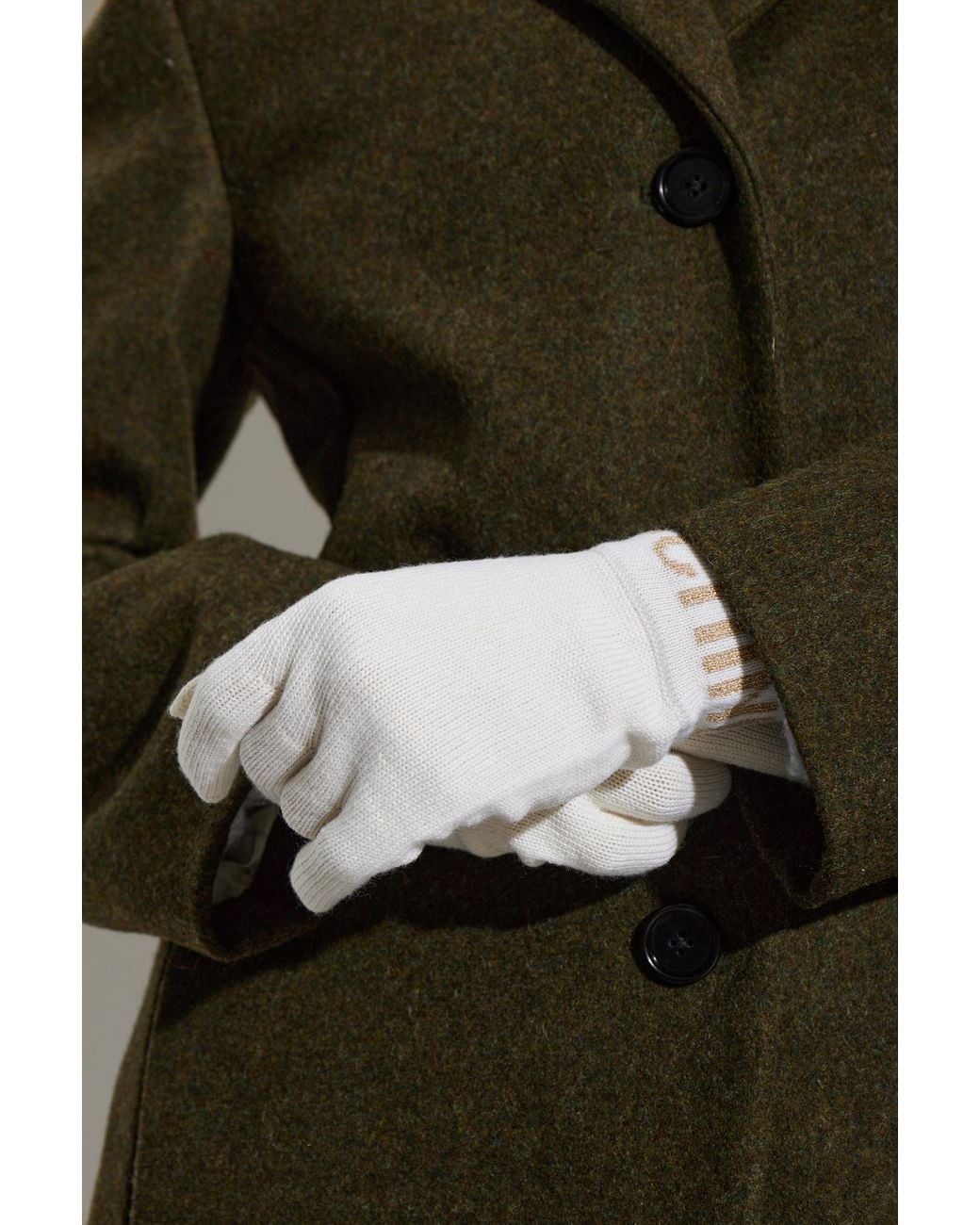Moschino White Gloves With Logo