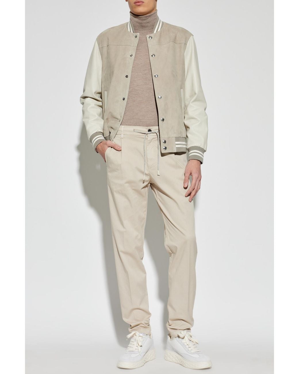 Eleventy White Creased Trousers for men