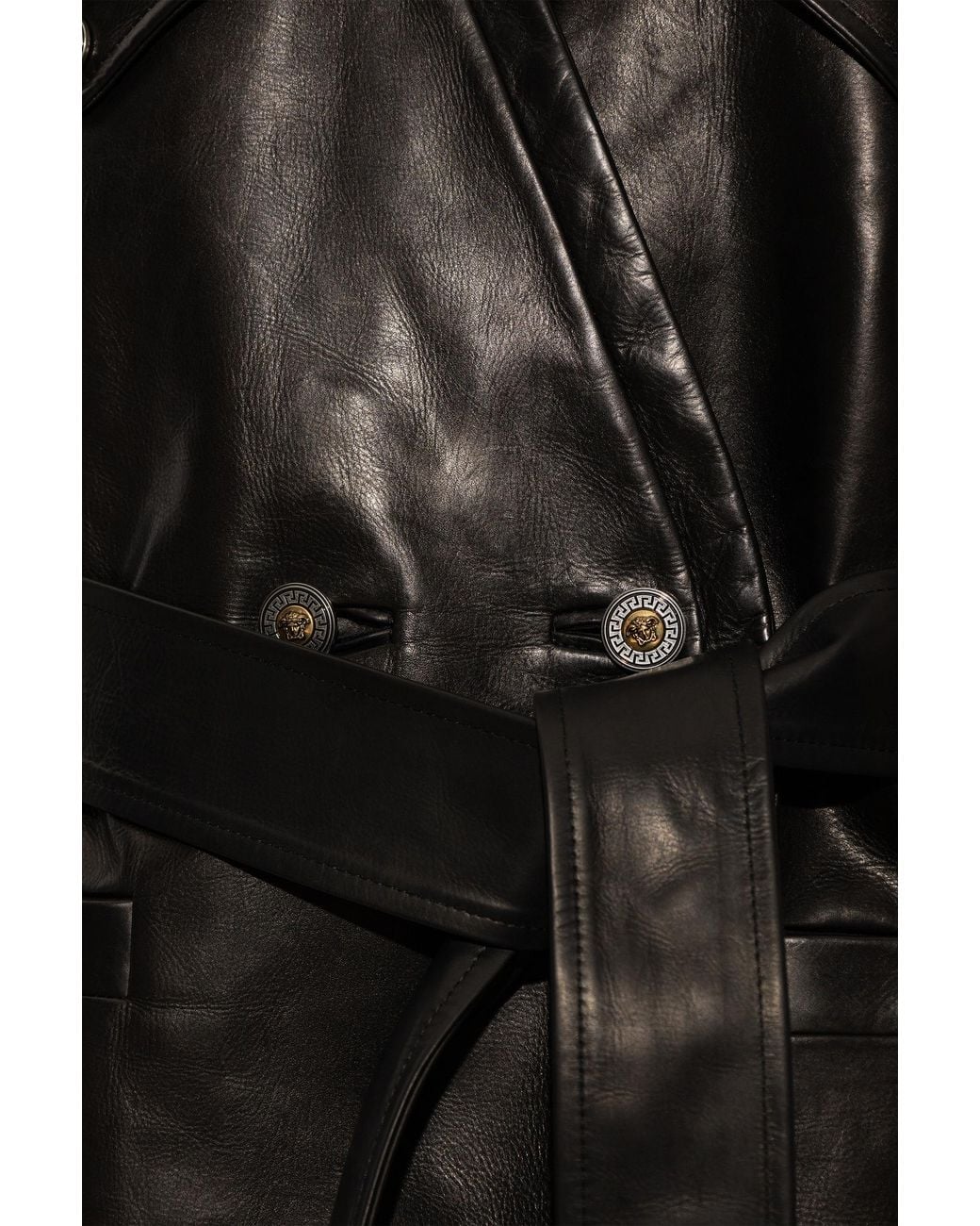 Versace Black Leather Jacket With Pockets