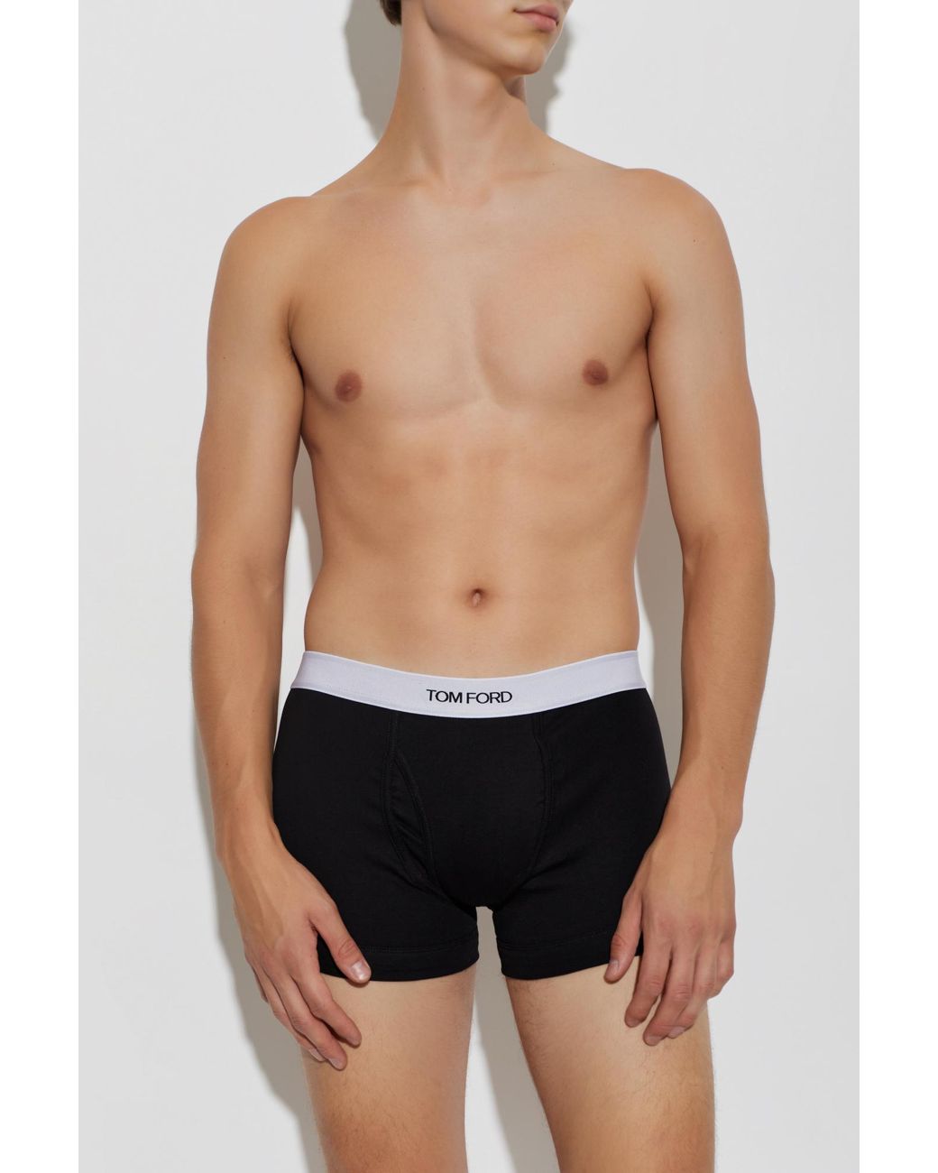 Tom Ford Black Cotton Boxers With Logo for men