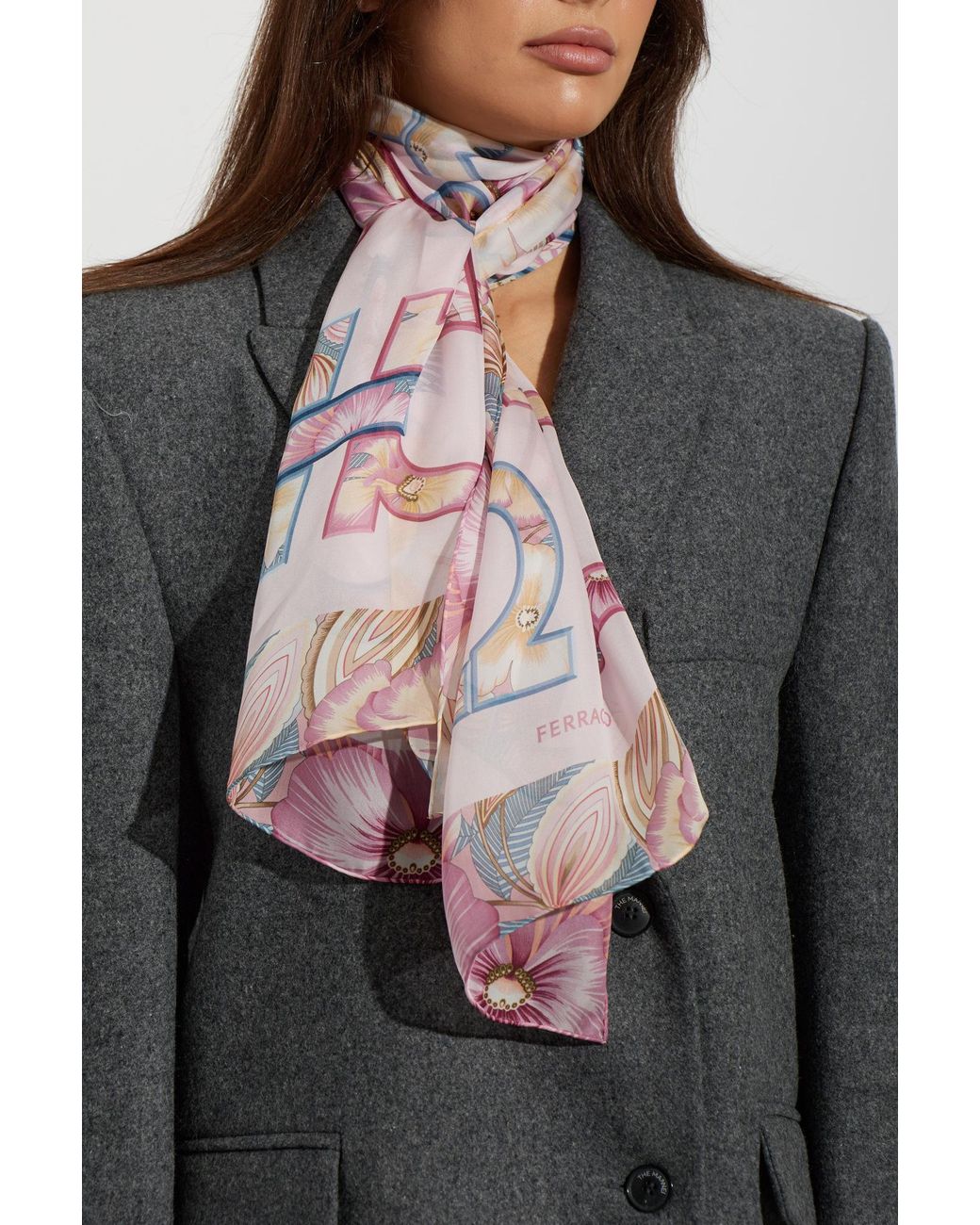 Ferragamo Pink Silk Scarf