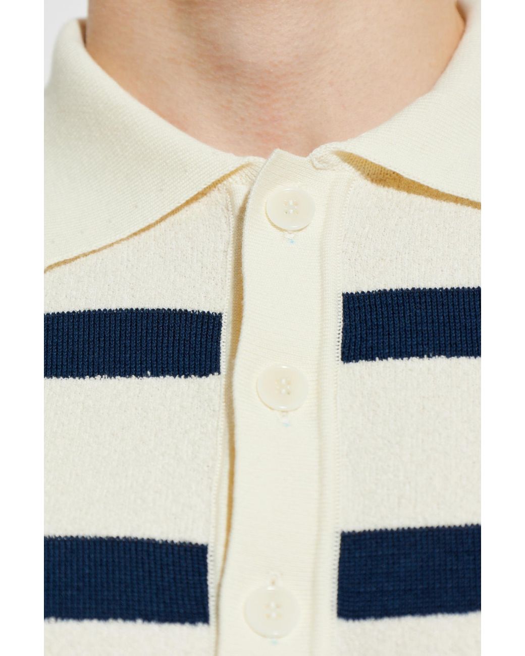 Balmain Natural Striped Pattern Polo for men