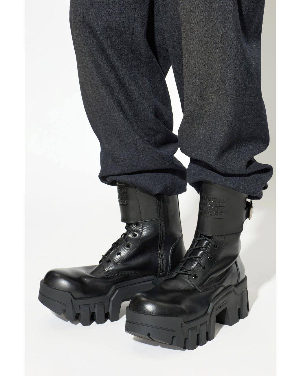 Balenciaga Black Platform Ankle Boots 'Bulldozer Combat' for men
