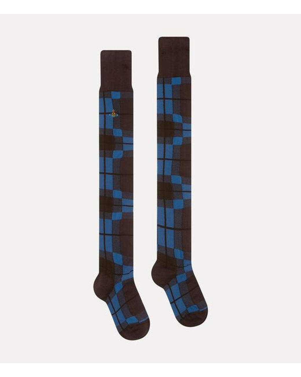 Vivienne Westwood Blue Locharron Over The Knee Sock Locharran