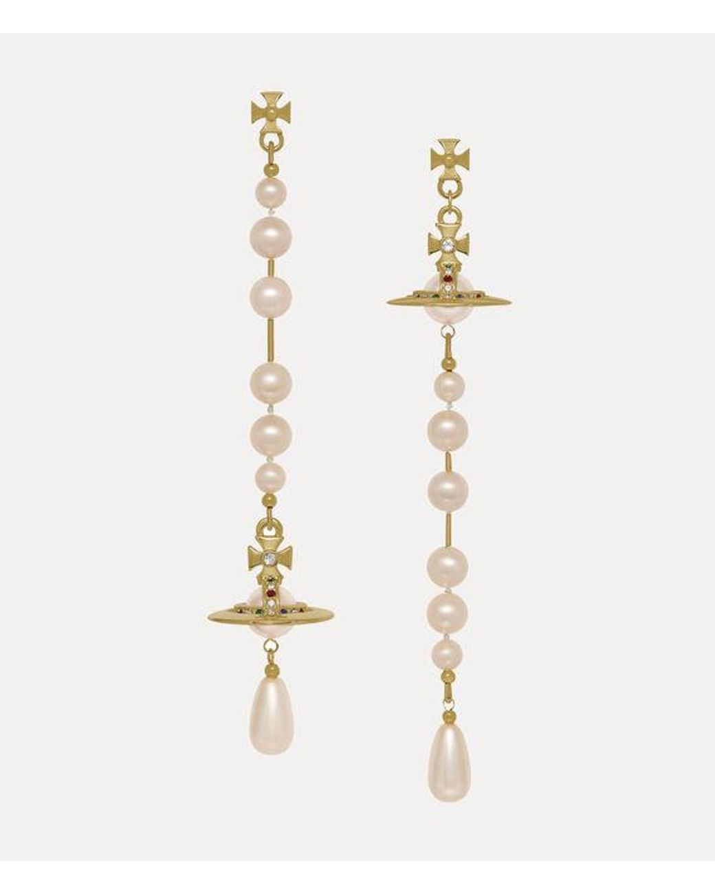 Vivienne Westwood Natural Broken Pearl Earrings Swarovski Crystals