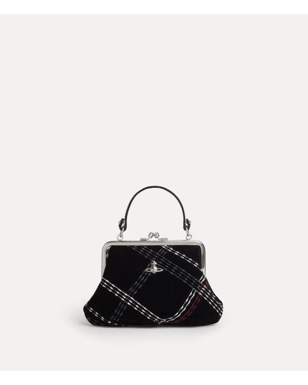 Vivienne Westwood Black Granny Frame Purse Velvet Check