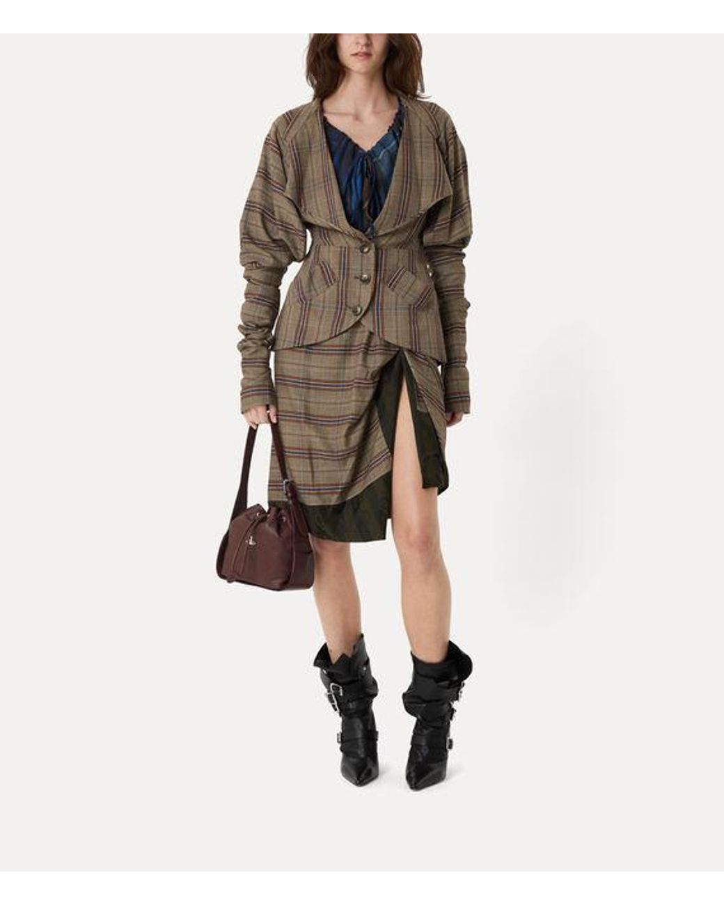 Vivienne Westwood Brown Zoey Midi Skirt Dandy Hunt Check