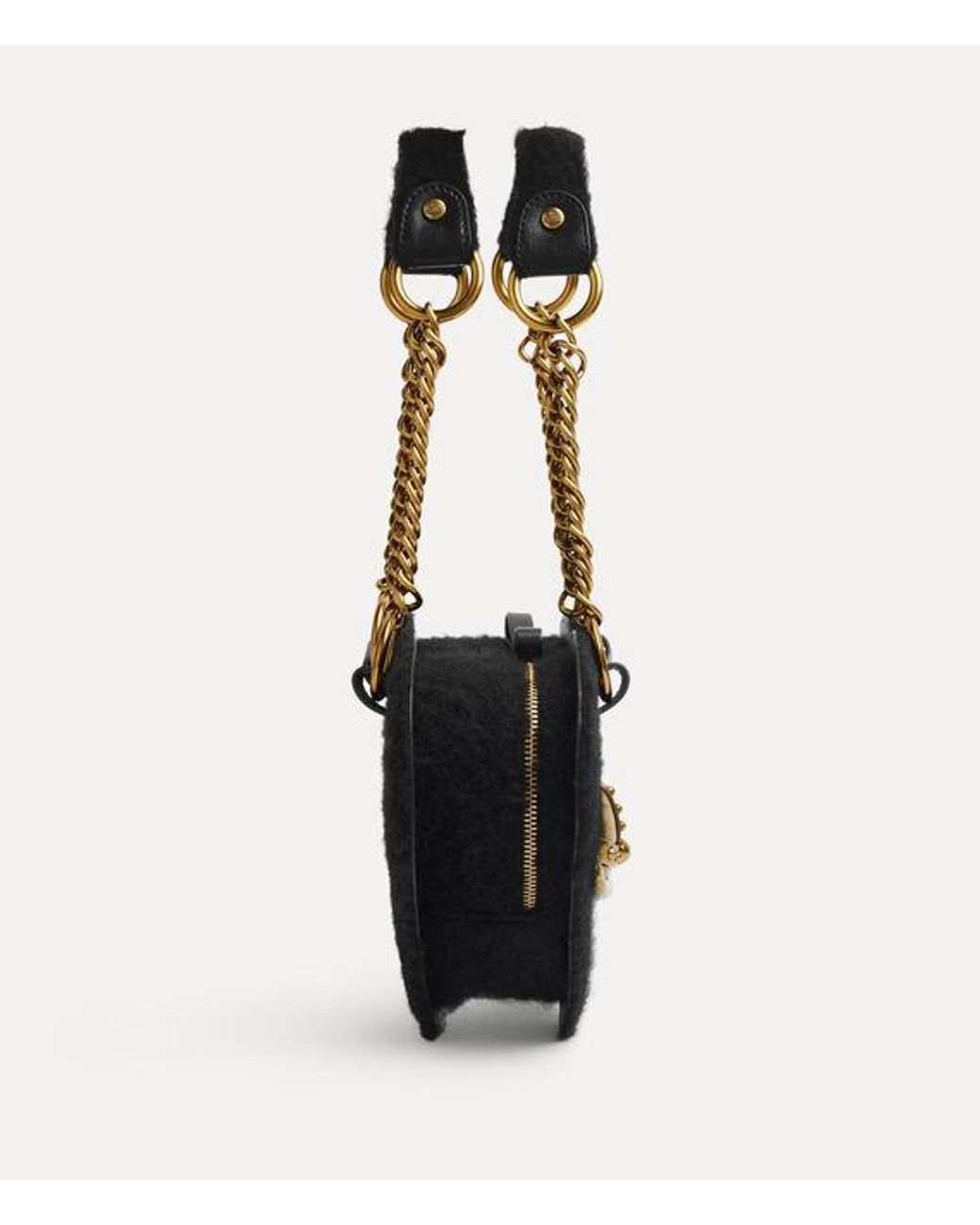 Vivienne Westwood Black Juliet Heart Chain Bag Mohair-Effect
