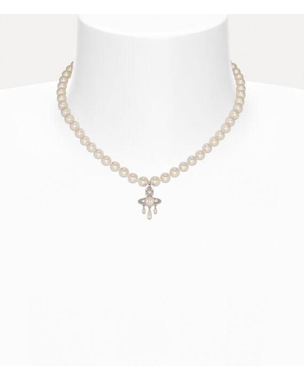 Vivienne Westwood White Lilah Pearl Necklace Swarovski Pearls
