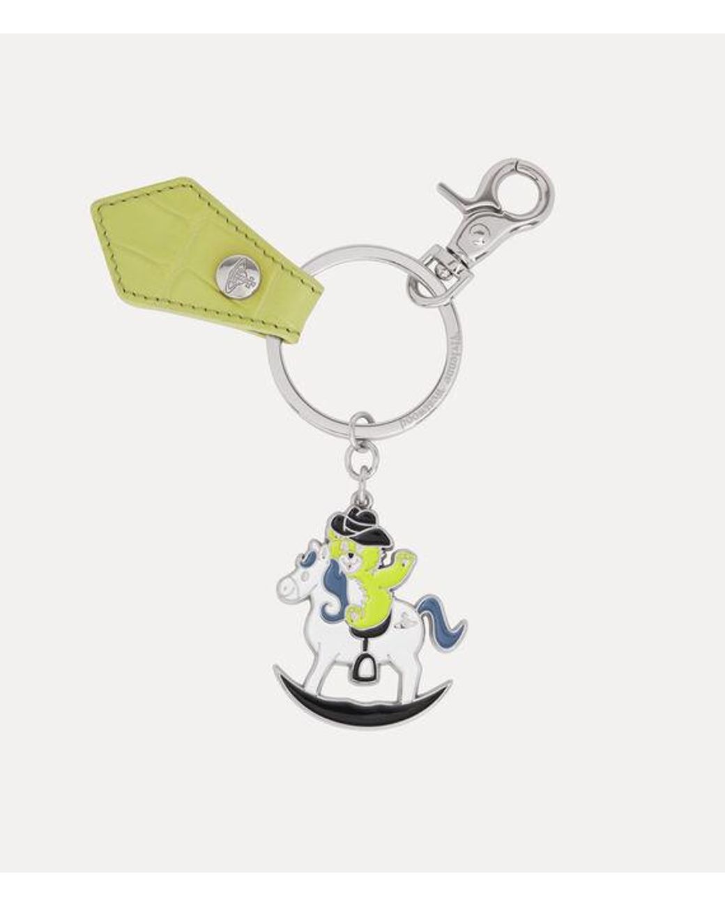 Vivienne Westwood White Rocking Horse Teddy Keyring Metal