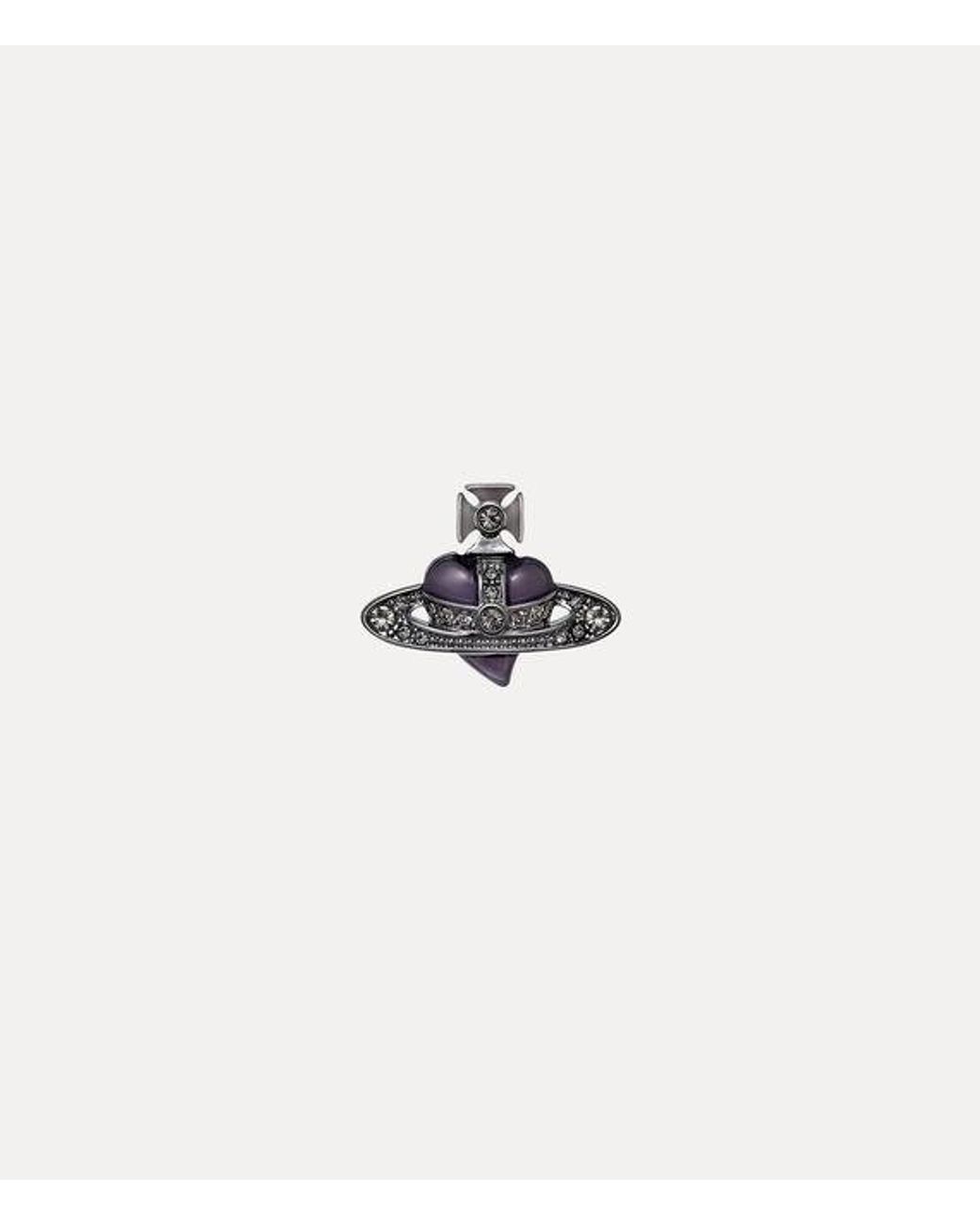 Vivienne Westwood White Diamante Heart Single Stud Cubic Zirconia Enamel for men