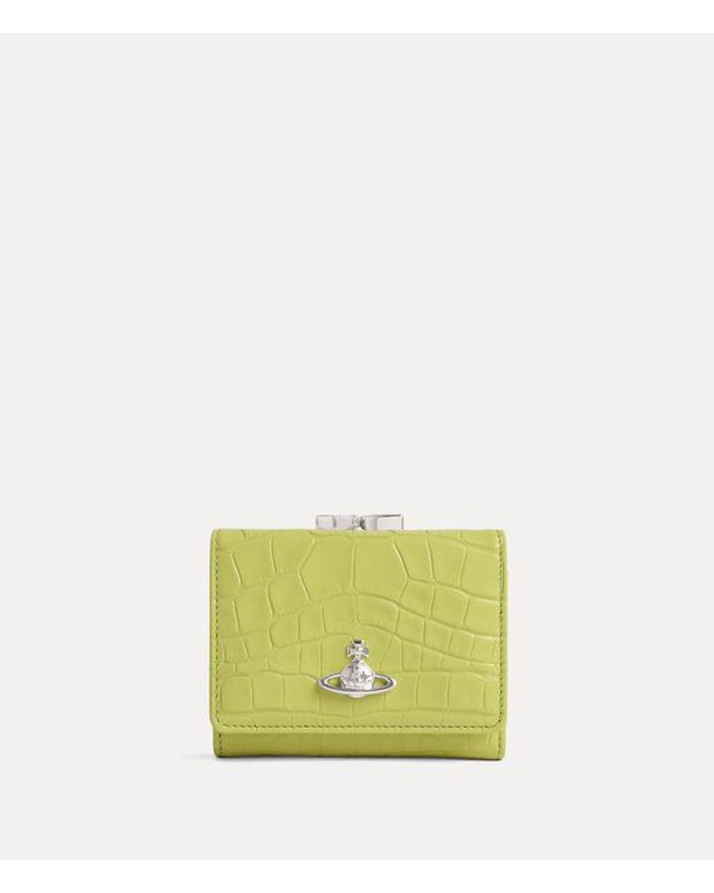 Vivienne Westwood Yellow Small Frame Wallet Emboss Croc Leather