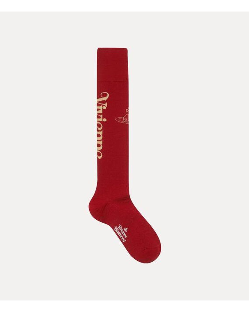 Vivienne Westwood Red Half Logo High Sock Half Logo