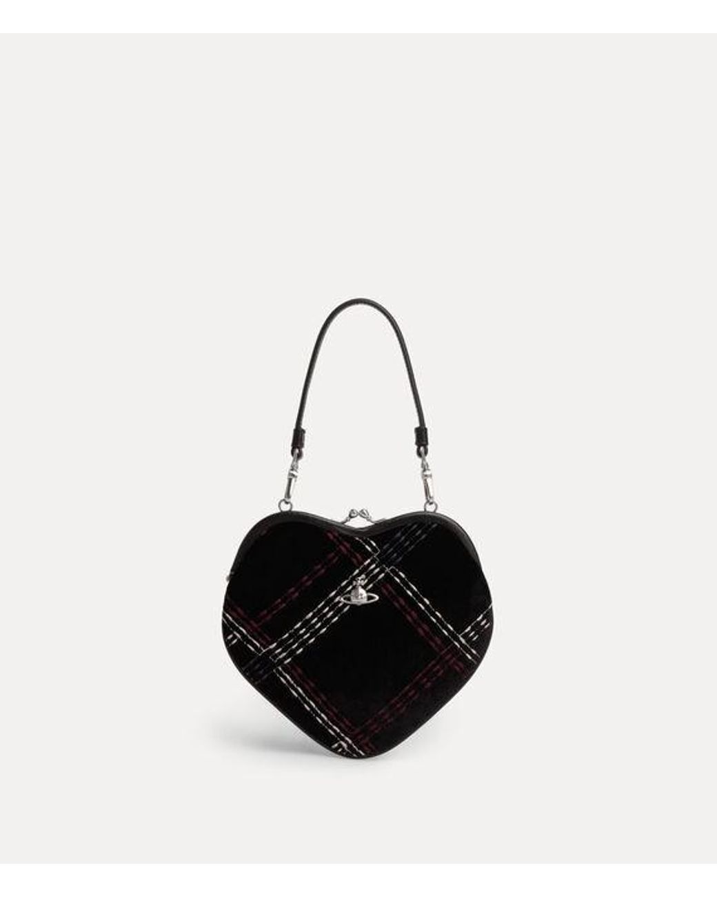 Vivienne Westwood Black Belle Heart Frame Purse Velvet Check