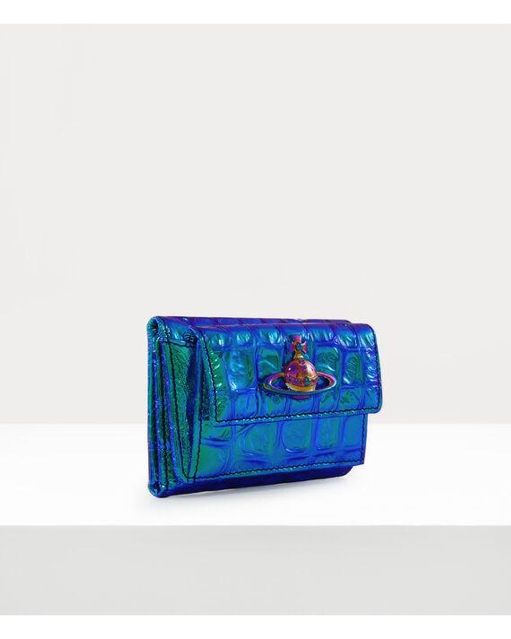 Vivienne Westwood Small Flap Purse Iridescent Croc in Blue | Lyst UK