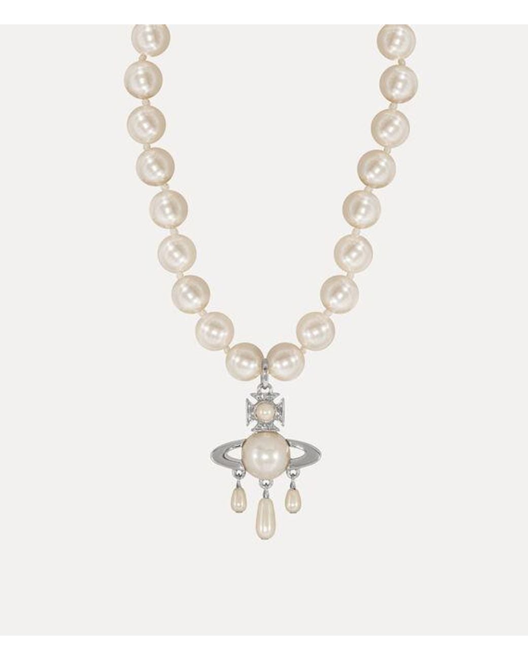 Vivienne Westwood White Lilah Pearl Necklace Swarovski Pearls