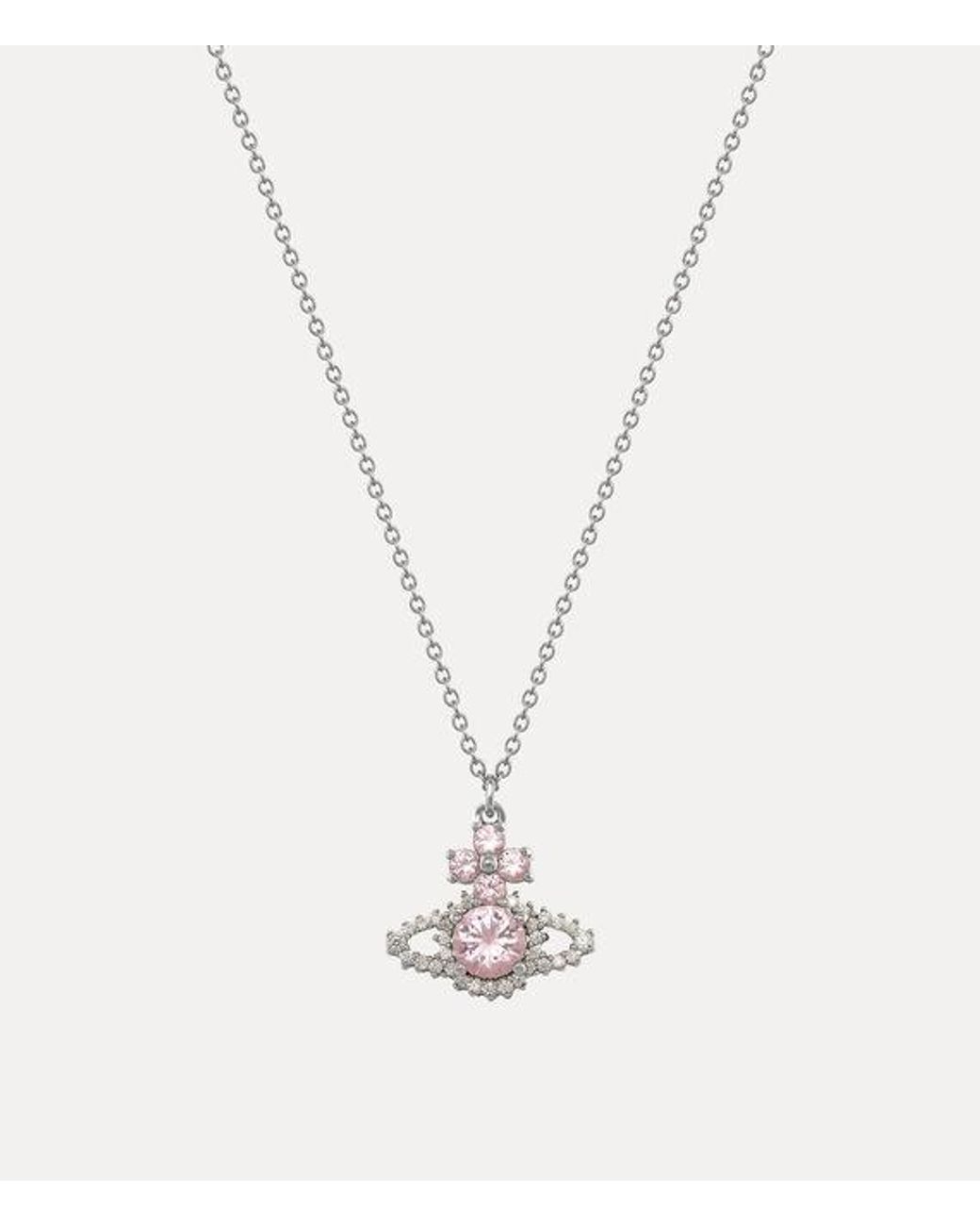 Vivienne Westwood White Valentina Orb Pendant Necklace Cubic Zirconia