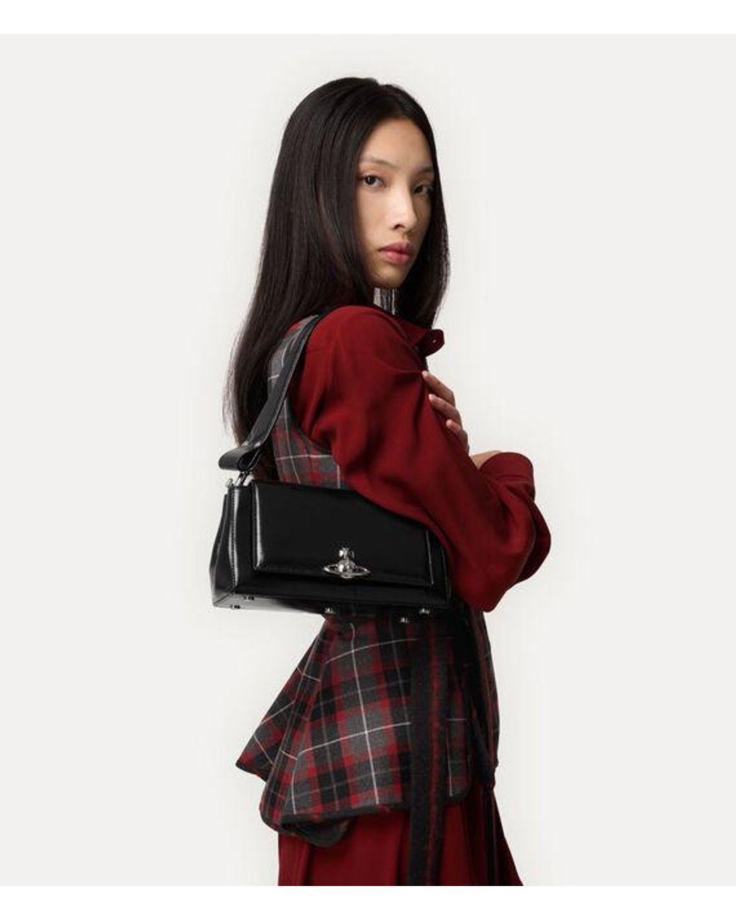 Vivienne Westwood Black Hazel Medium Handbag Naplak Leather