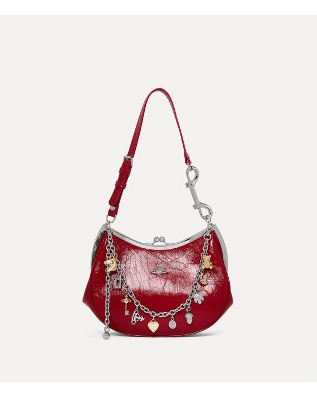 Vivienne Westwood Red Charm Frame Purse Naplak Leather