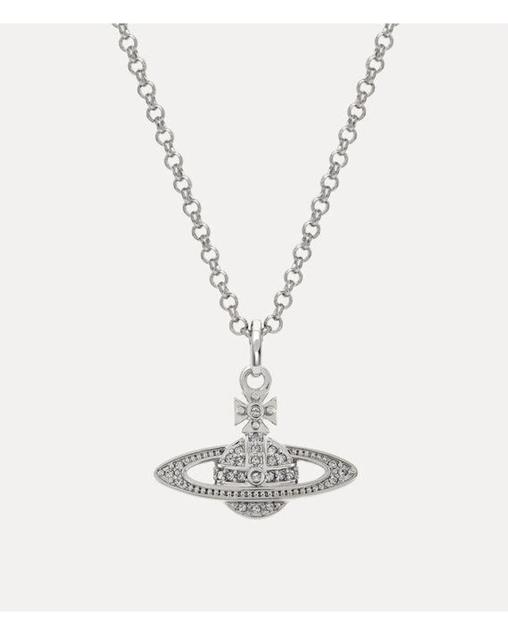 Vivienne Westwood White Mini Bas Relief Orb Pendant Necklace Cubic Zirconia for men