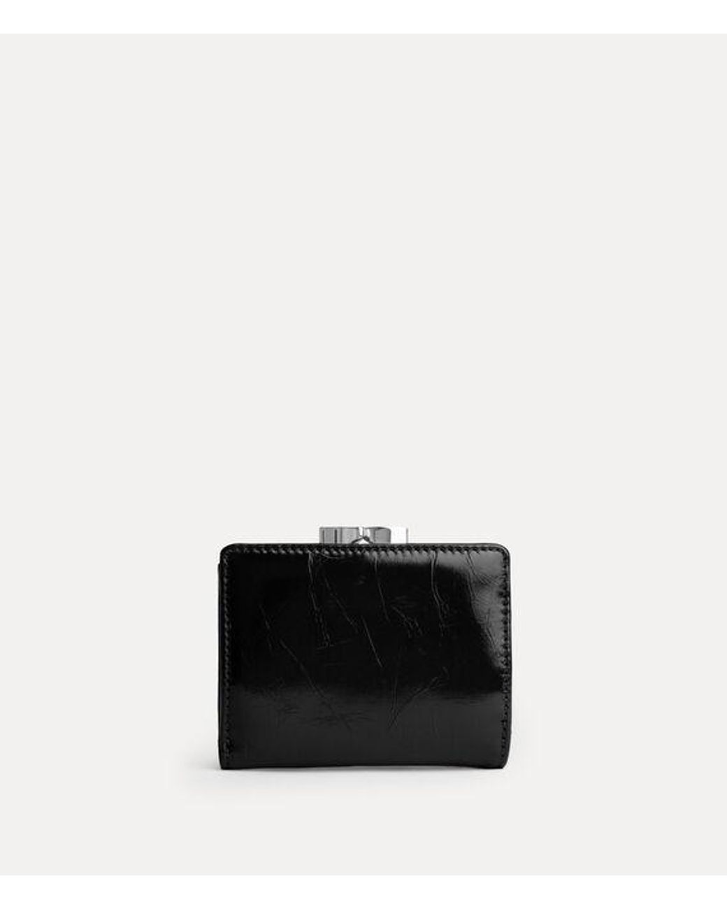 Vivienne Westwood Black Small Frame Wallet Naplak Leather