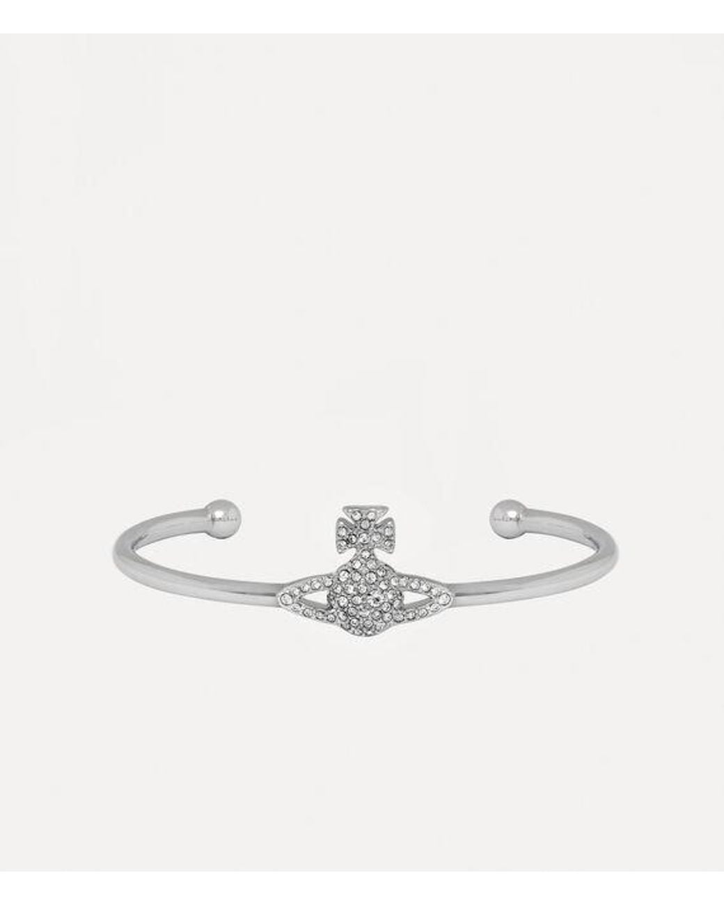 Vivienne Westwood White Grace Bas Relief Open Bangle Cubic Zirconia