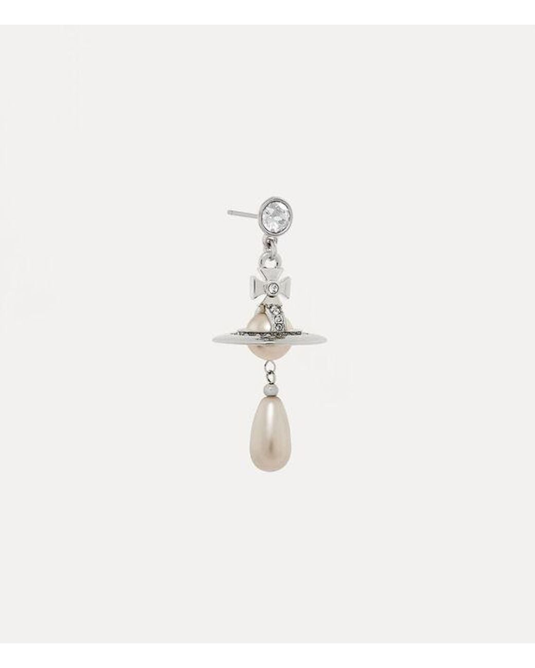 Vivienne Westwood Natural Pearl Drop Single Earring Cubic Zirconia Pearls for men