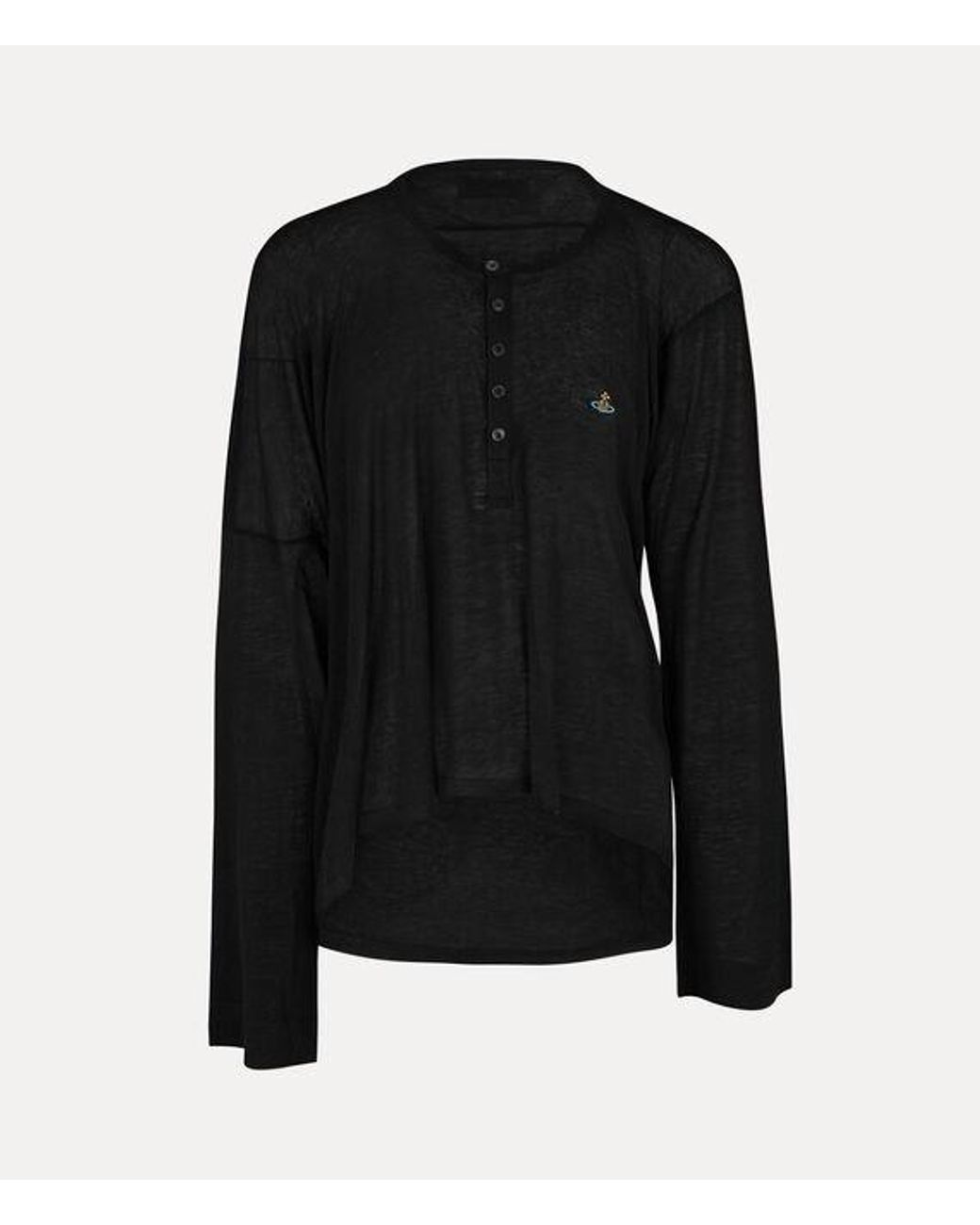 Vivienne Westwood Black Long Sleeve Squiggle Henley Wool Jersey for men