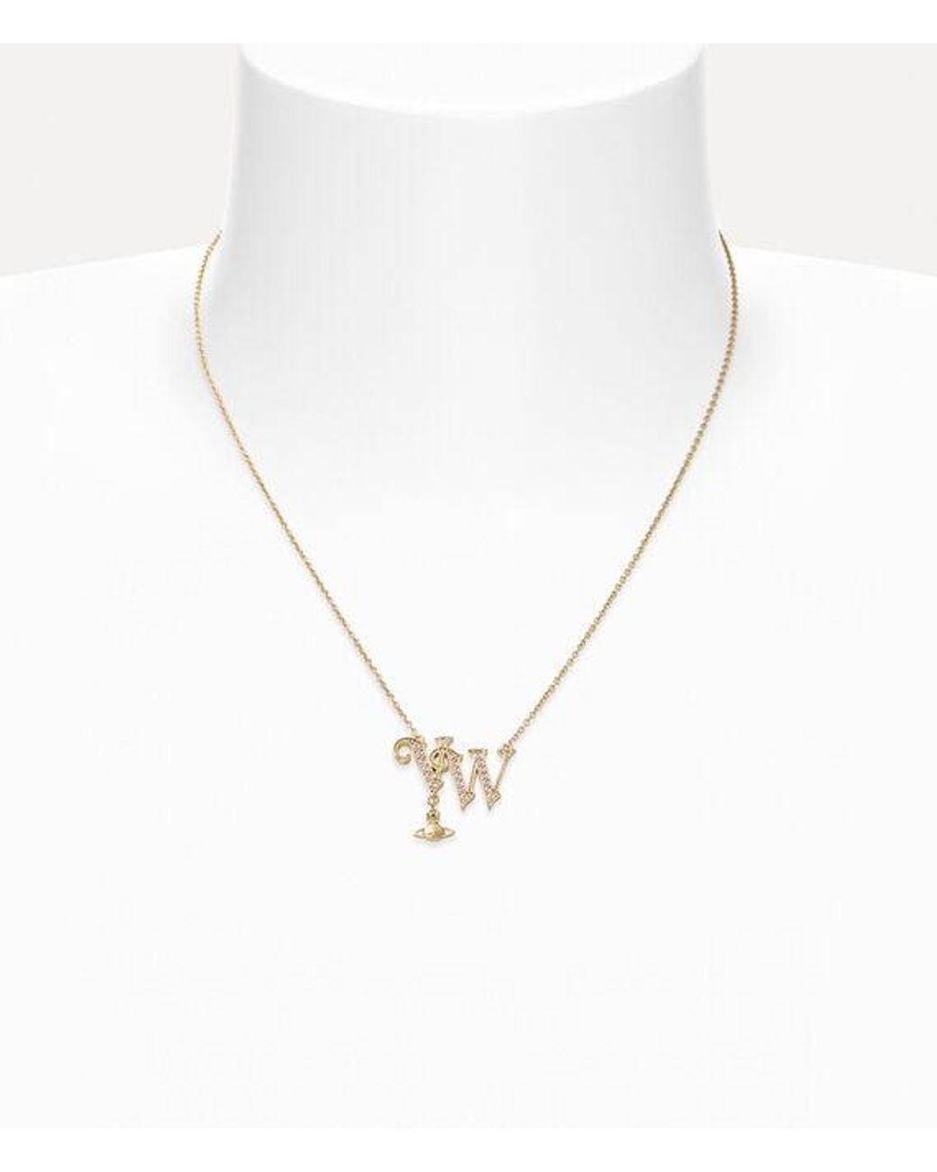 Vivienne Westwood White Vw Pendant Necklace