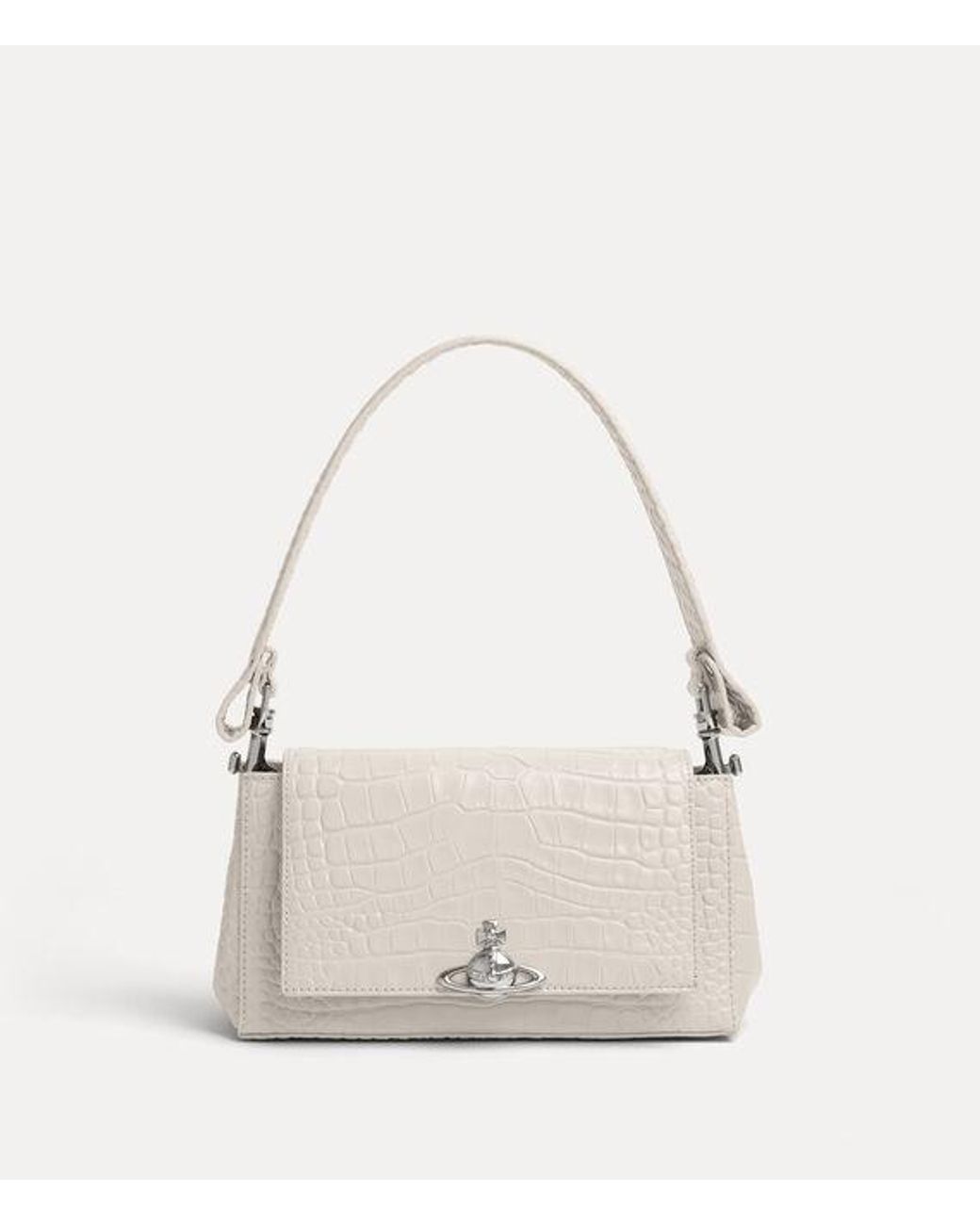 Vivienne Westwood White Hazel Medium Handbag Emboss Croc Leather