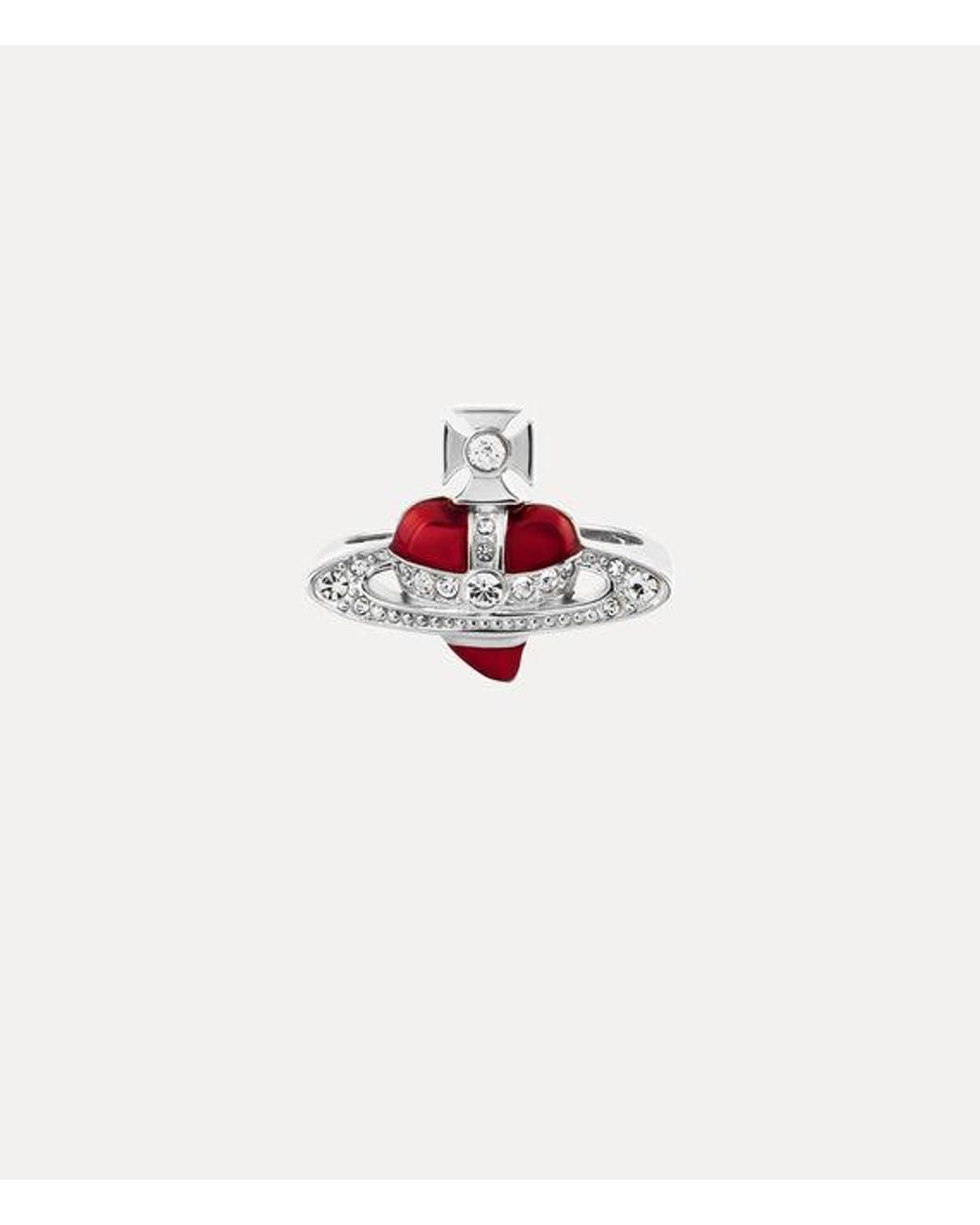 Vivienne Westwood White New Diamante Heart Ring Cubic Zirconia Enamel