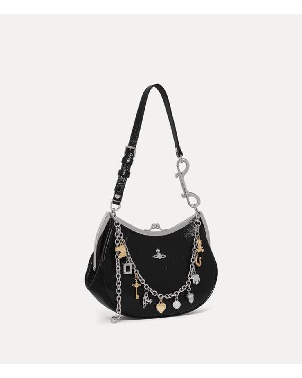 Vivienne Westwood White Charm Frame Purse Naplak Leather