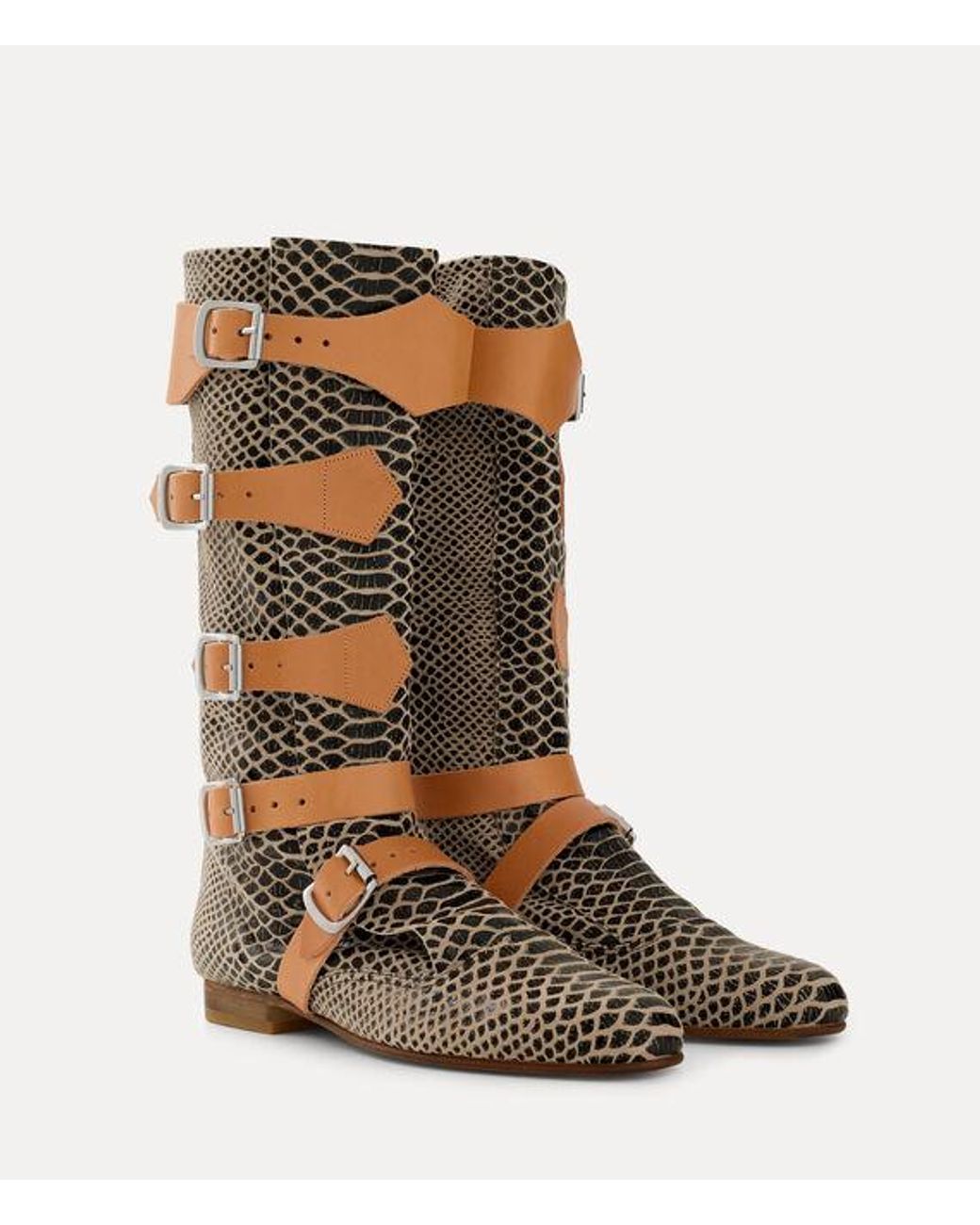 Vivienne Westwood Brown Pirate Boot Snake-Effect Leather