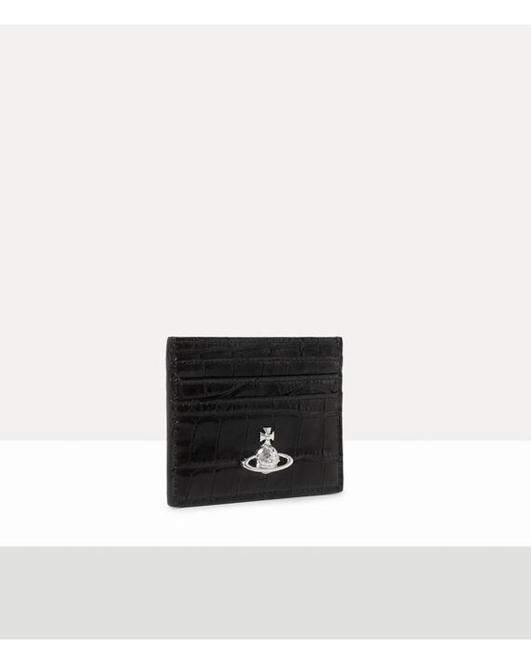 Vivienne Westwood White Flat Card Holder Emboss Croc Leather
