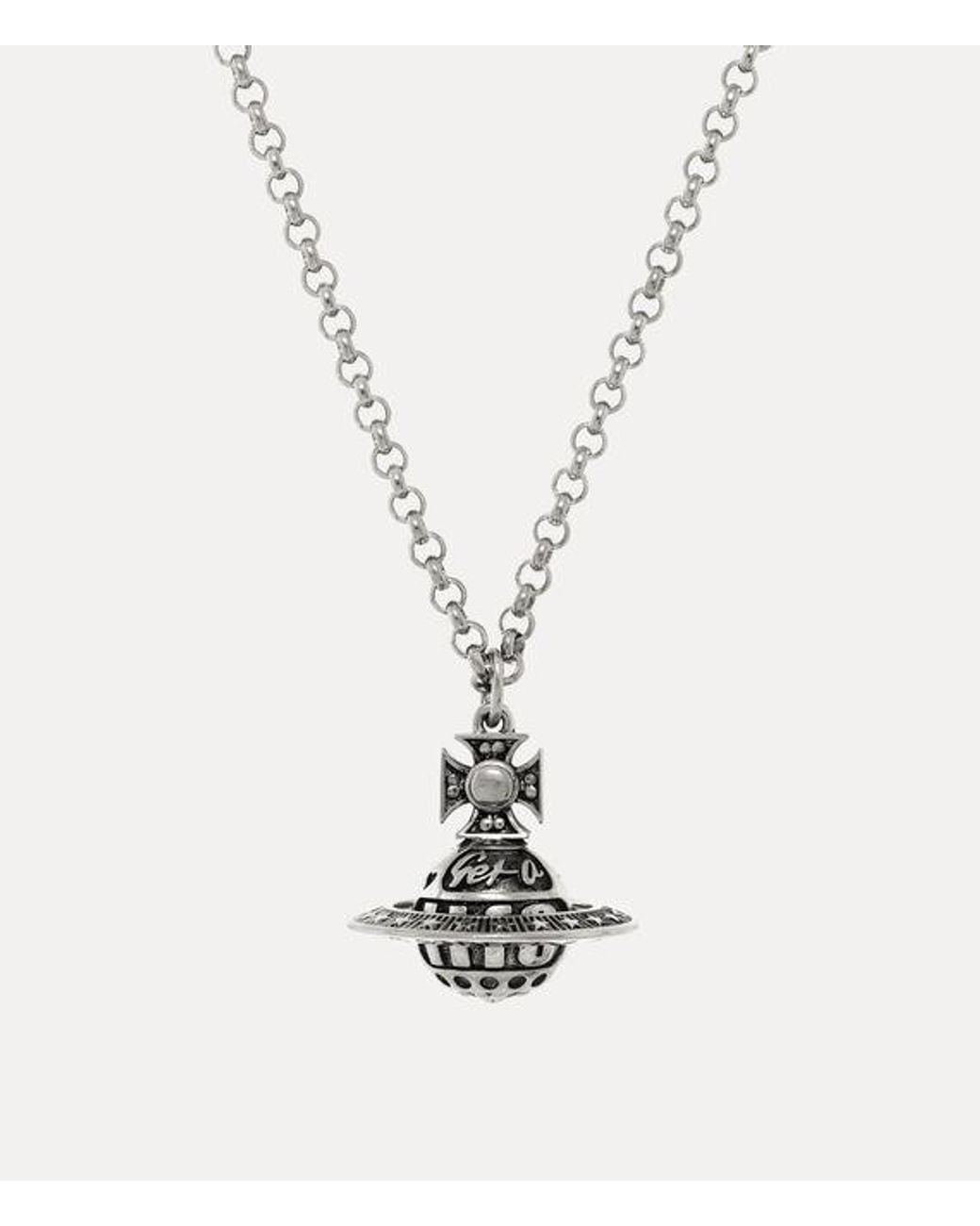 Vivienne Westwood White Lancelot Orb Pendant Necklace Brass for men