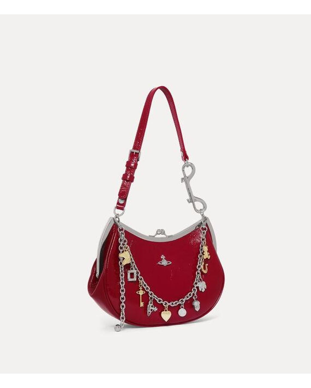 Vivienne Westwood Red Charm Frame Purse Naplak Leather