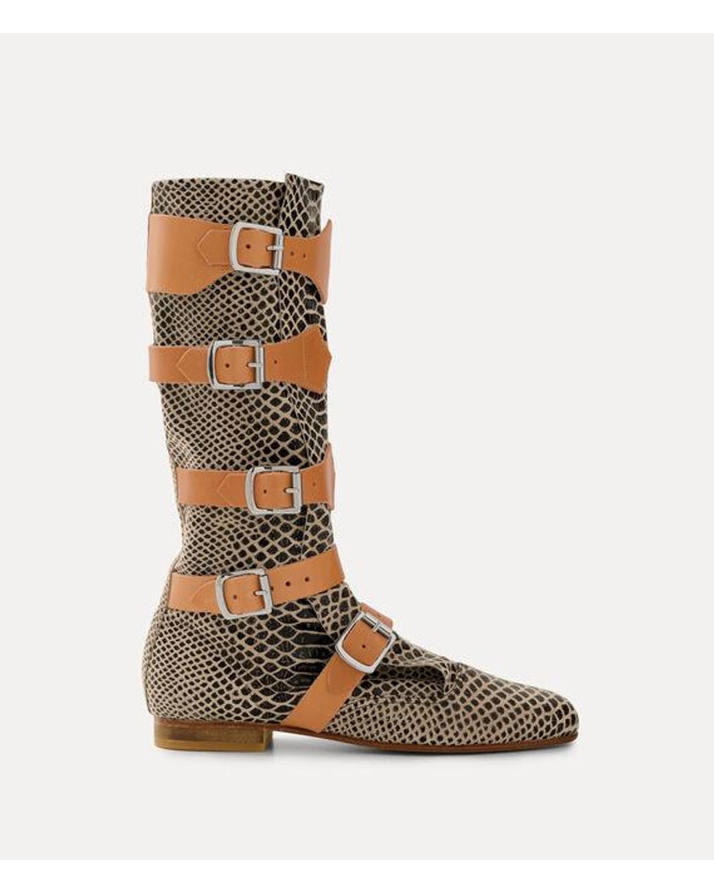 Vivienne Westwood Brown Pirate Boot Snake-Effect Leather