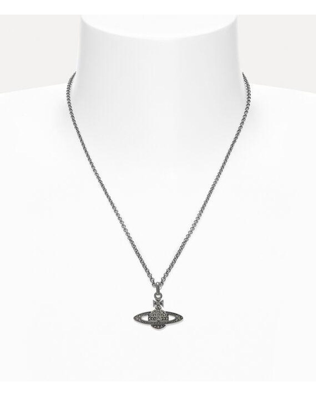 Vivienne Westwood White Mini Bas Relief Orb Pendant Necklace Topaz Crystals for men