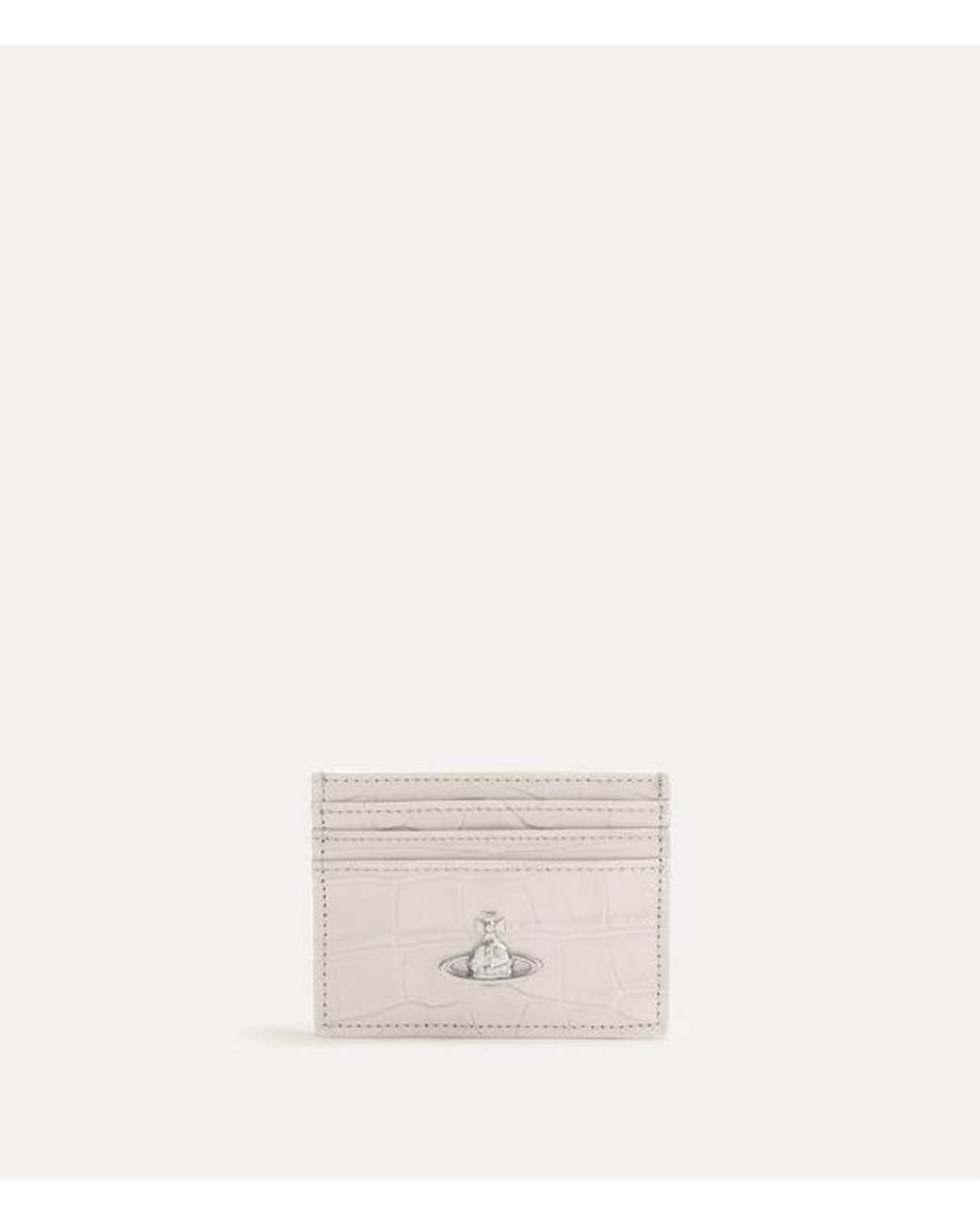Vivienne Westwood White Flat Card Holder Emboss Croc Leather