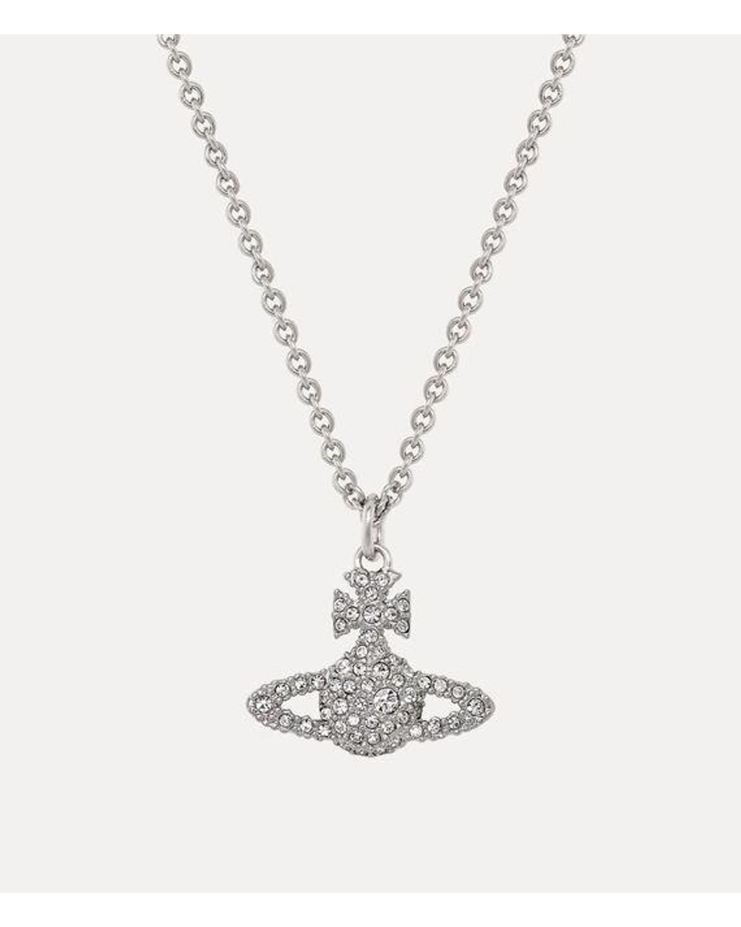 Vivienne Westwood White Grace Bas Relief Pendant Necklace Cubic Zirconia