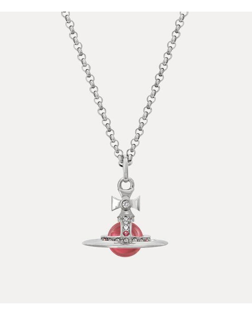 Vivienne Westwood White New Tiny Orb Pendant Necklace Cubic Zirconia